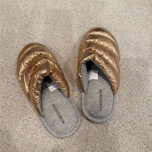 Nordstrom Metallic Gold Quilted Slippers